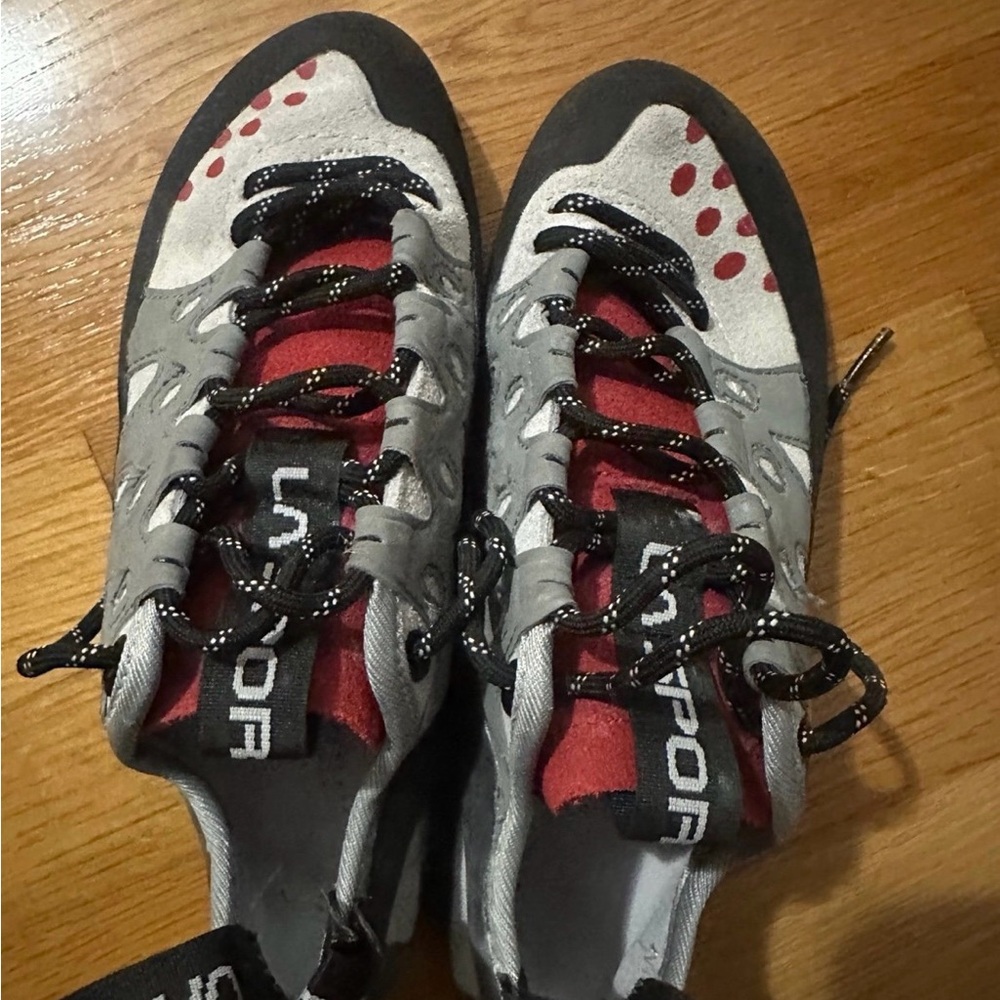 La Sportiva Red and Gray Climbing Shoes